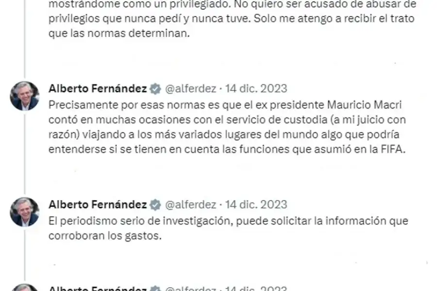 Hilo de X de Alberto Fernández