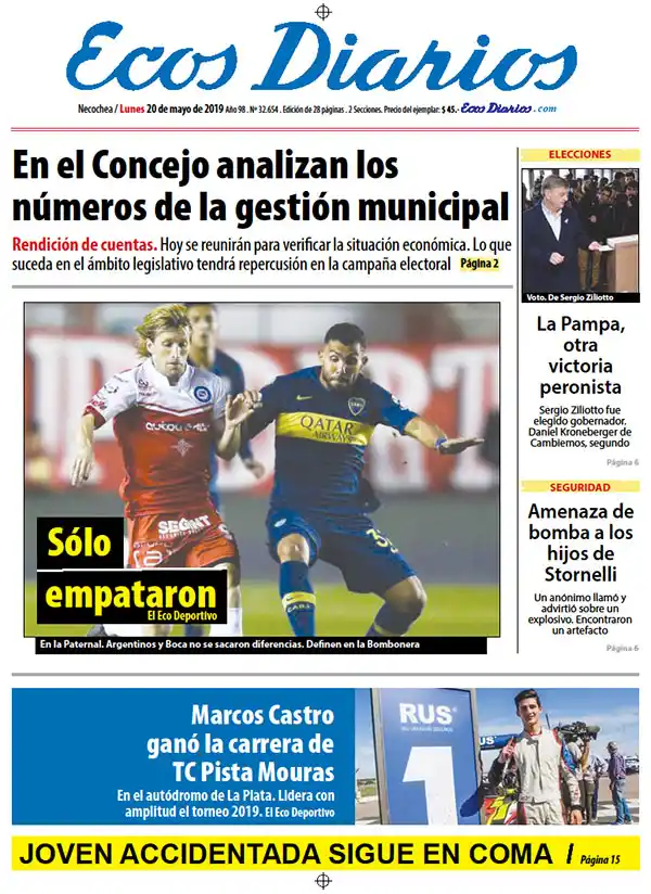 Tapa del 20 de mayo de 2019