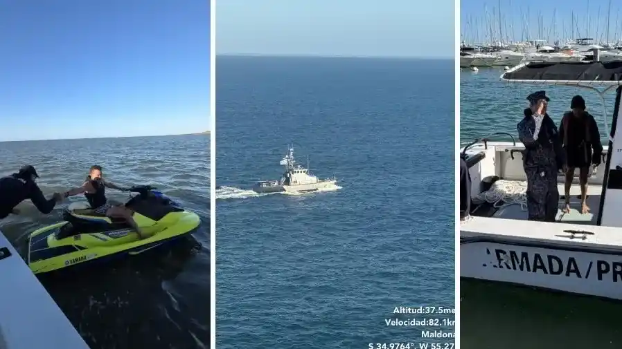 Video: así fue el rescate del argentino que había desaparecido con su moto de agua en Punta del Este