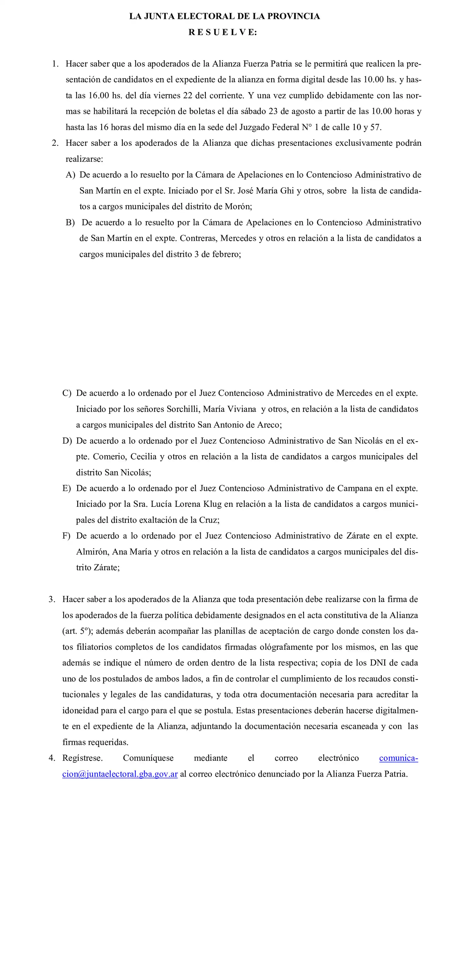 fallo junta electoral