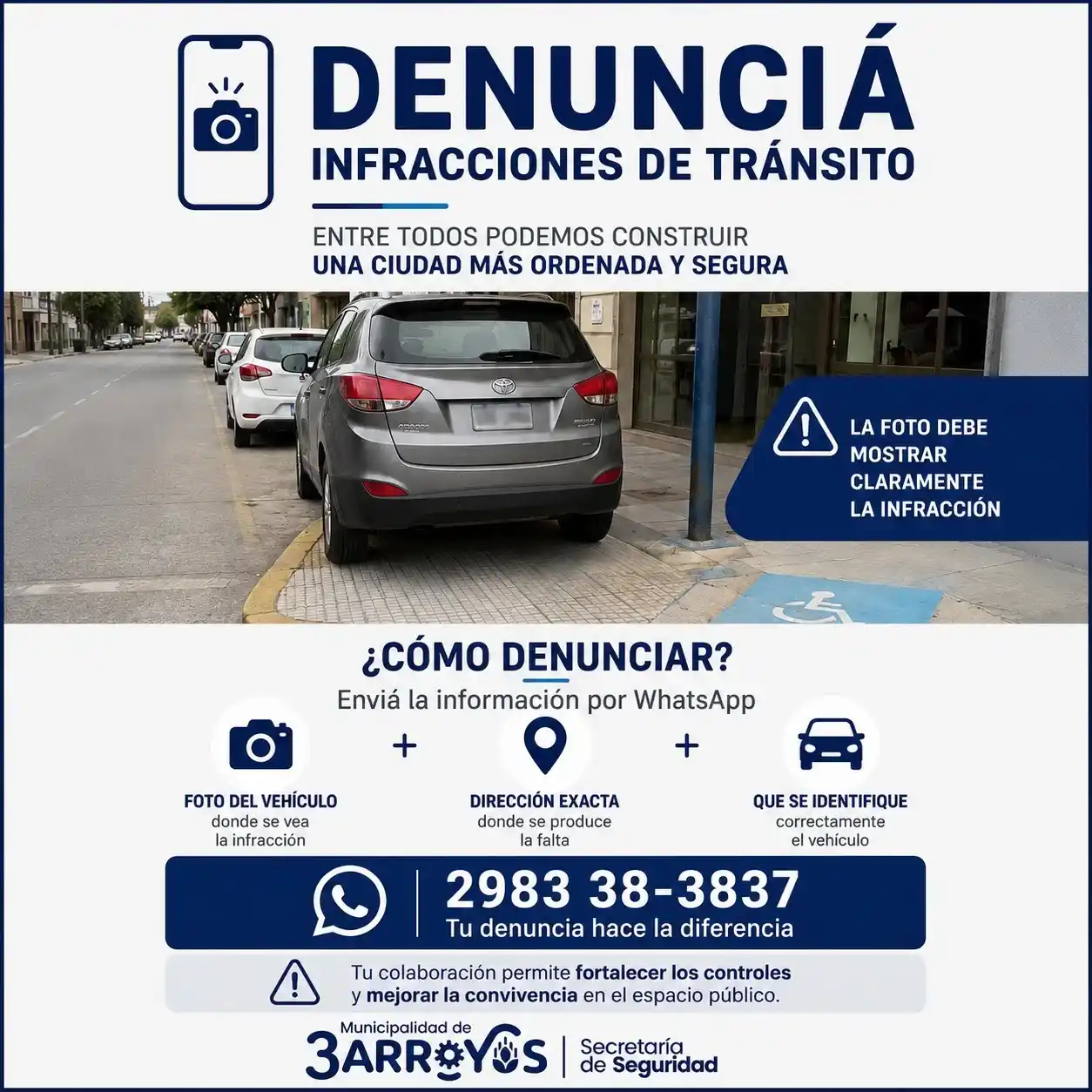 Habilitaron una línea de WhatsApp para denunciar infracciones de tránsito en Tres Arroyos
