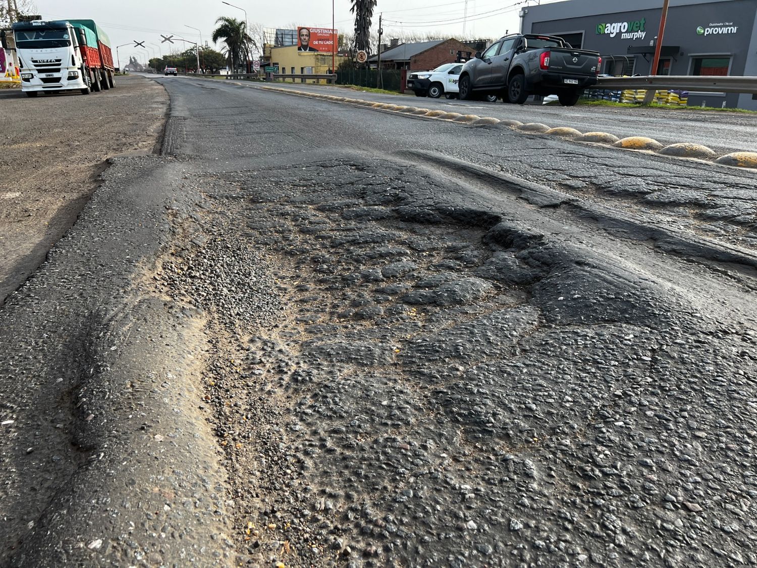 Ruta 33 a la altura de Murphy, una de las zonas con mayores inconvenientes.