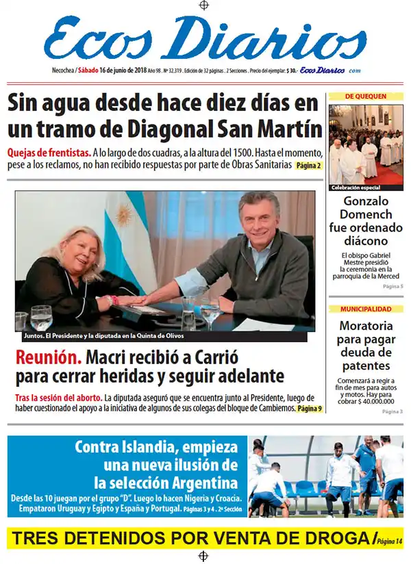 Tapa del 16 de junio de 2018