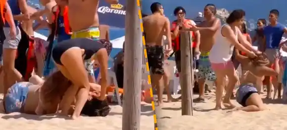 ¡Se pegaron con todo! Pelea tumultuaria en la playa Juan de Acosta (+ Video)