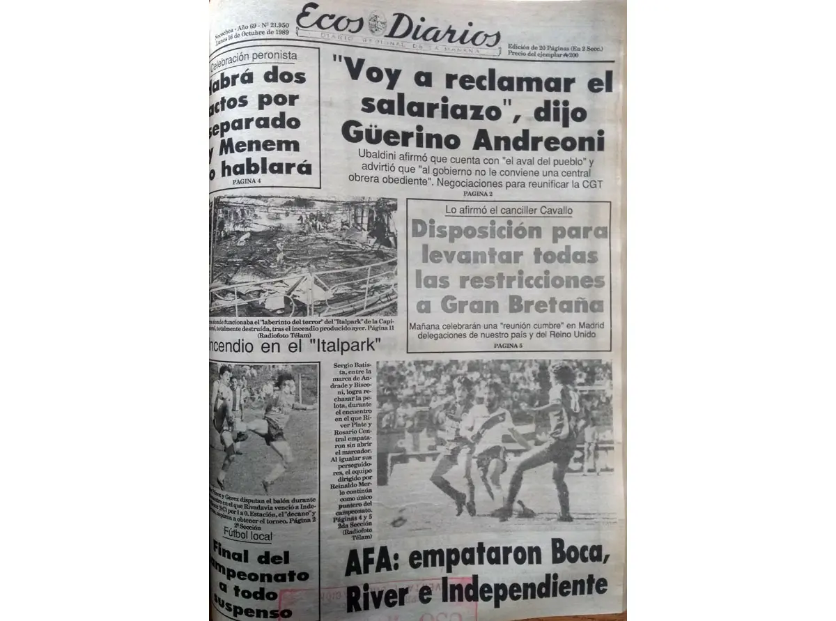 Lunes 16 de octubre de 1989