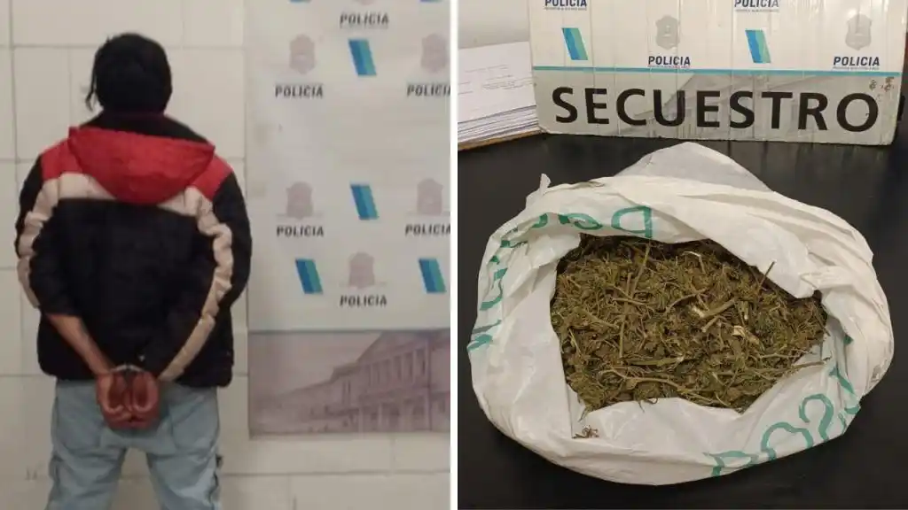 Quedó detenido el hombre que llevaba medio kilo de marihuana