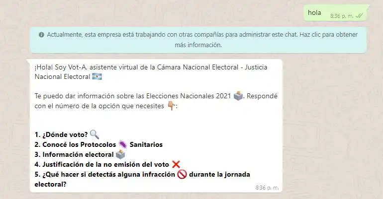 Elecciones: habilitaron consultas por WhatsApp