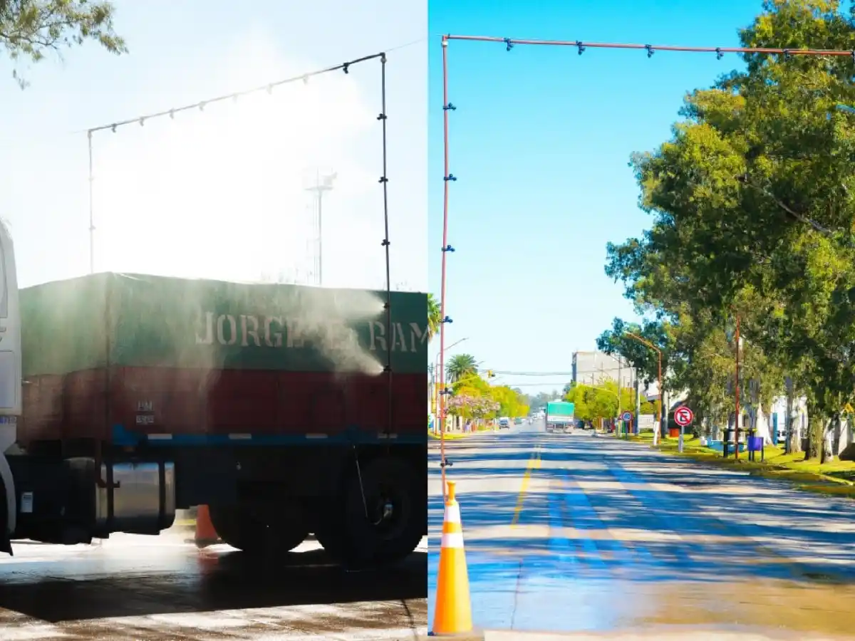 Arcos de desinfección para los vehículos que ingresan a La Francia 