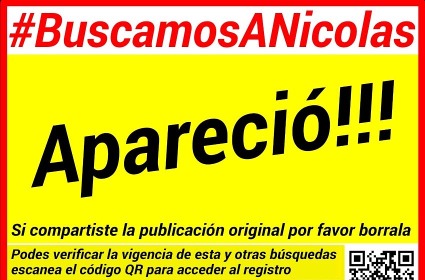 Luego de tres días, apareció Nicolás Fondado