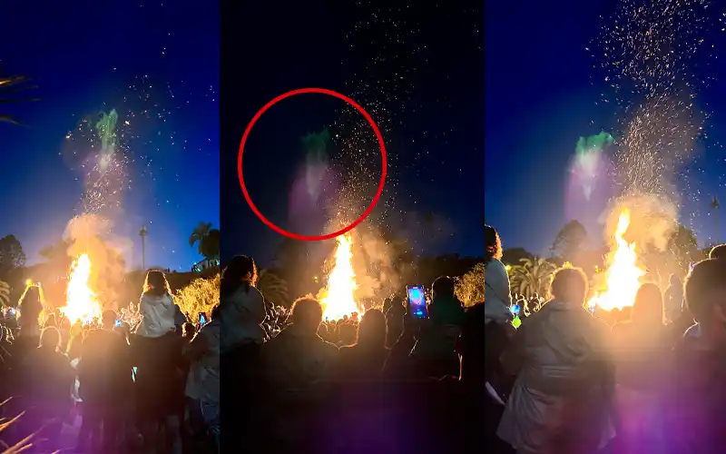 ¿El espíritu del demonio?: la misteriosa figura captada en fotos durante la quema