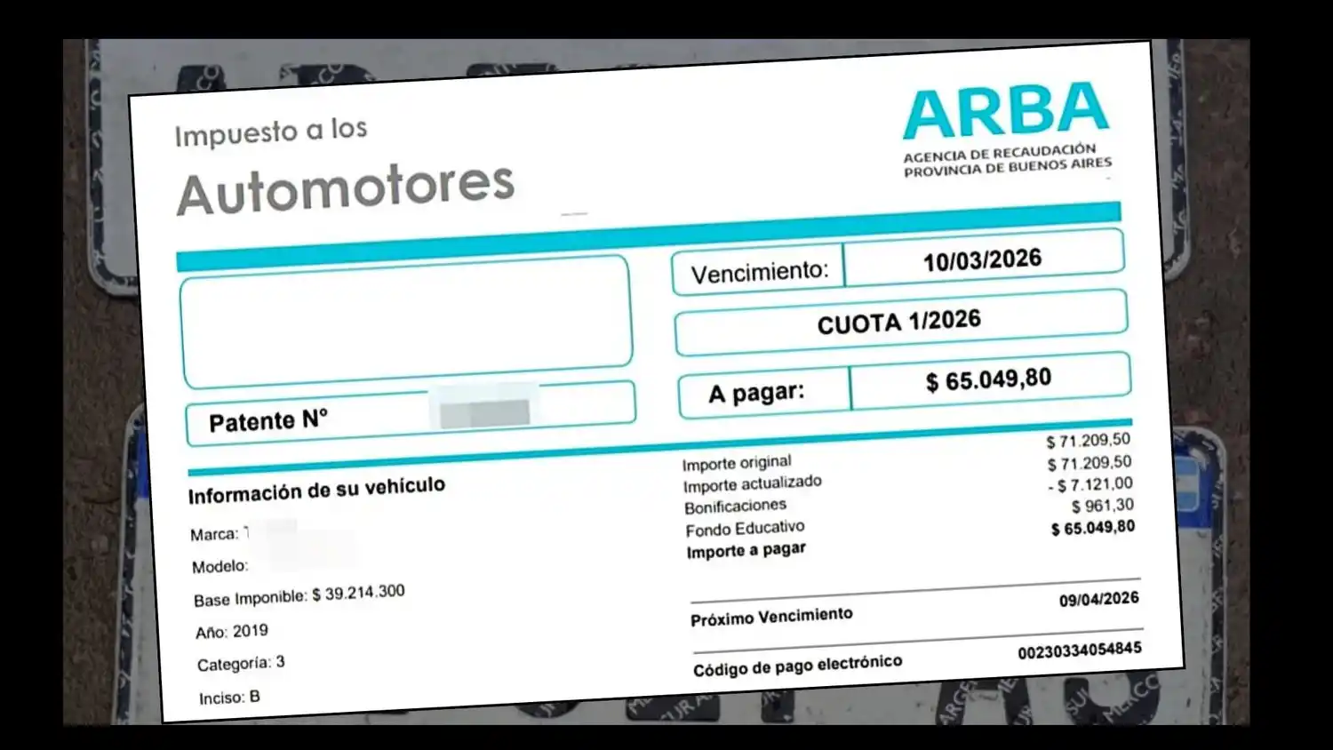 La tercera cuota del Impuesto Automotor tendrá un 10 % de descuento para quienes estén al día.