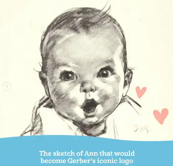 El boceto original de Cook como la bebé Gerber original. Foto Instagram