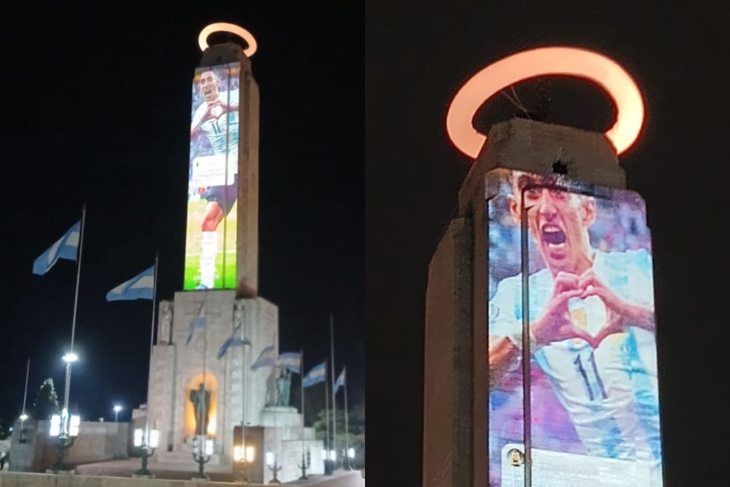 Homenaje a Di María en el Monumento.