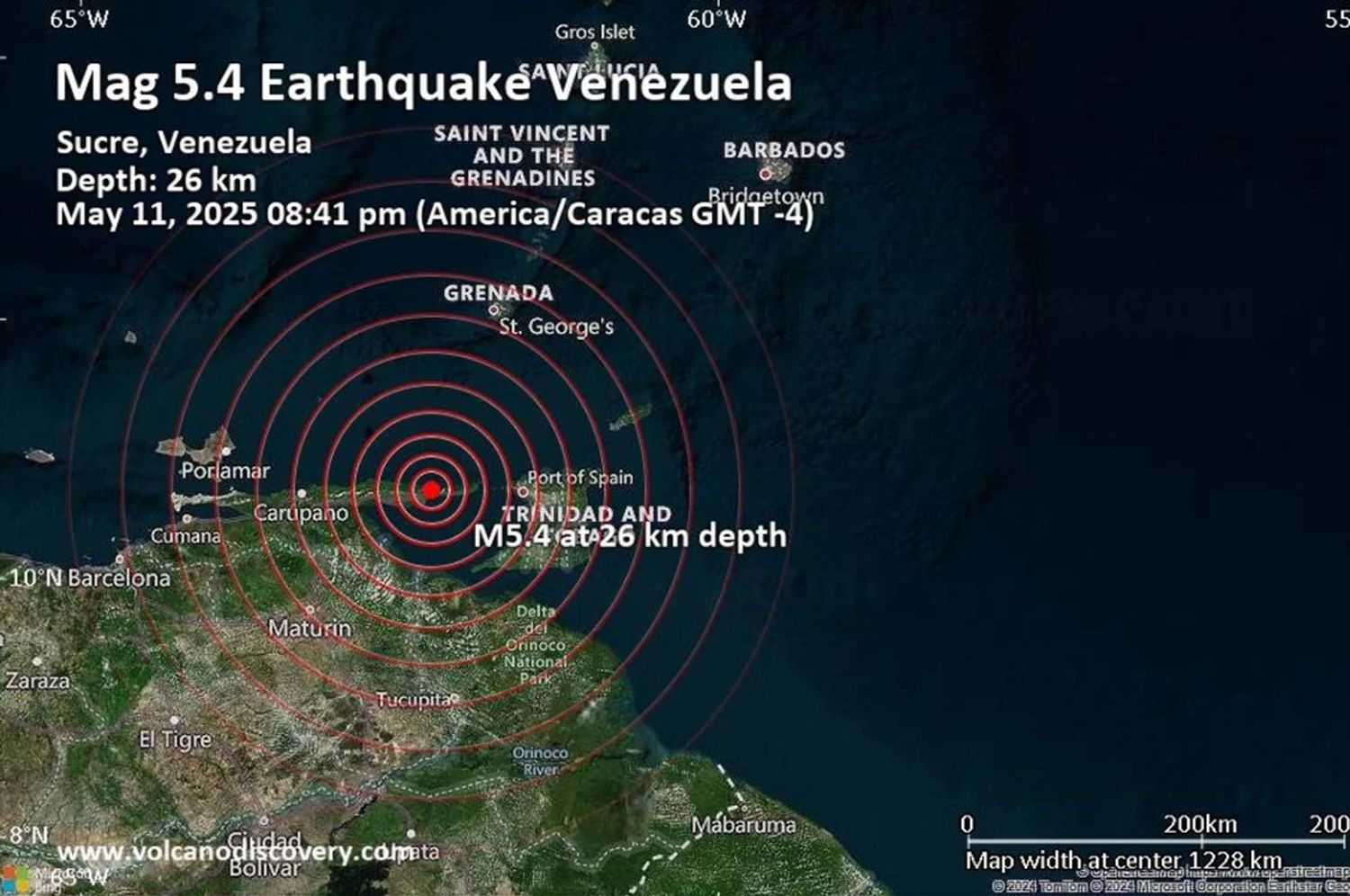Un sismo de magnitud 4,9 se registró frente a las costas de Venezuela