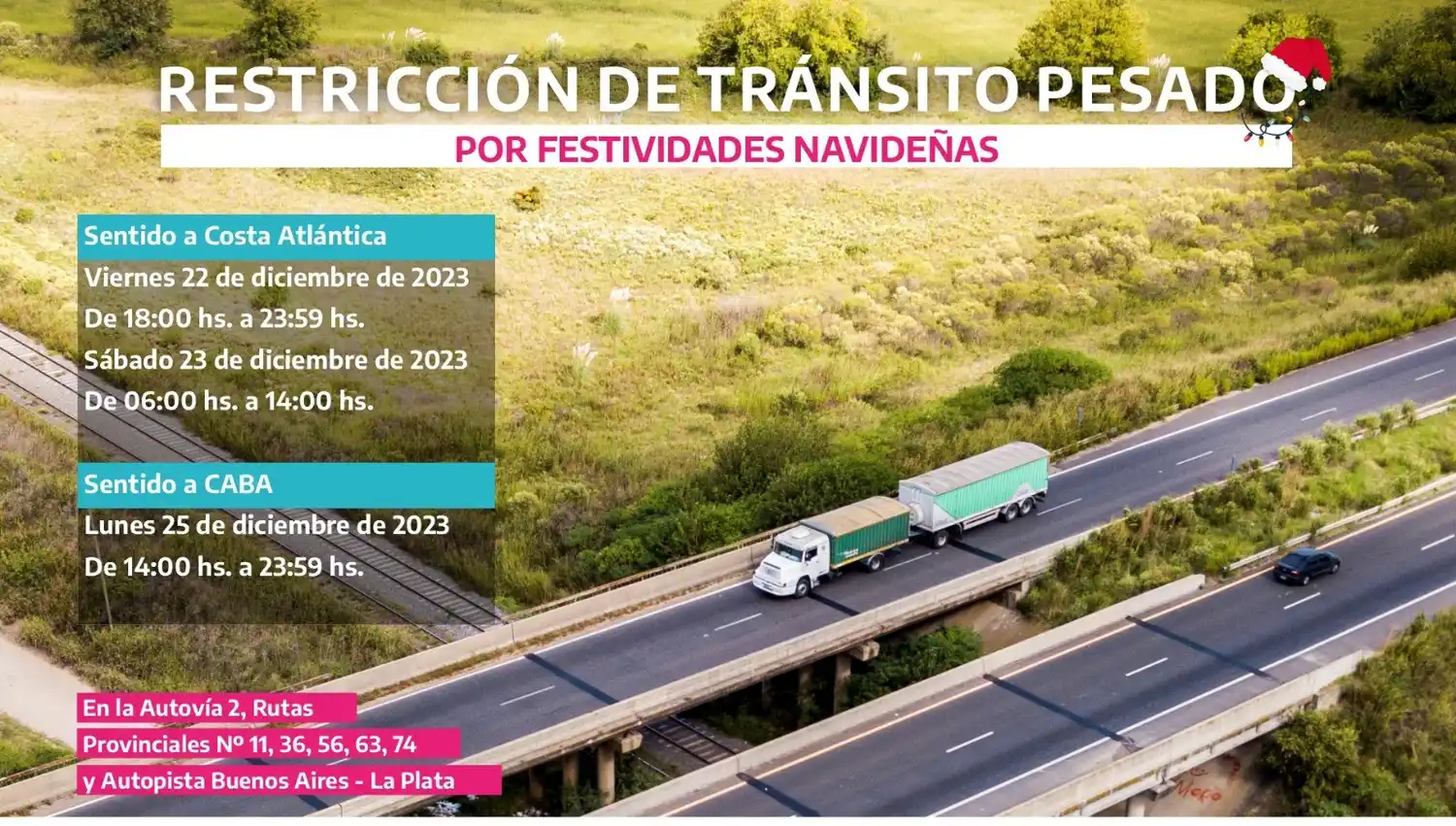 Restricción de camiones por Navidad en rutas de la Provincia de Buenos Aires
