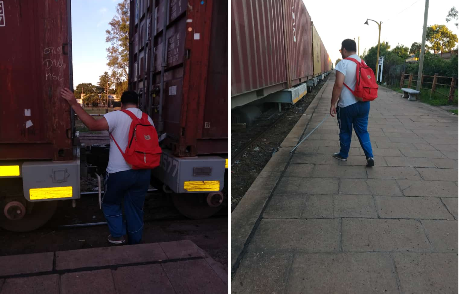 Reclamo en Santa Lucía: es no vidente y tuvo que saltar vagones para cruzar las vías