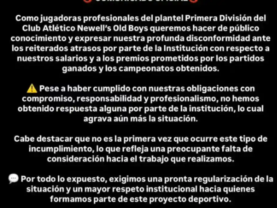 comunicado newells  femenino