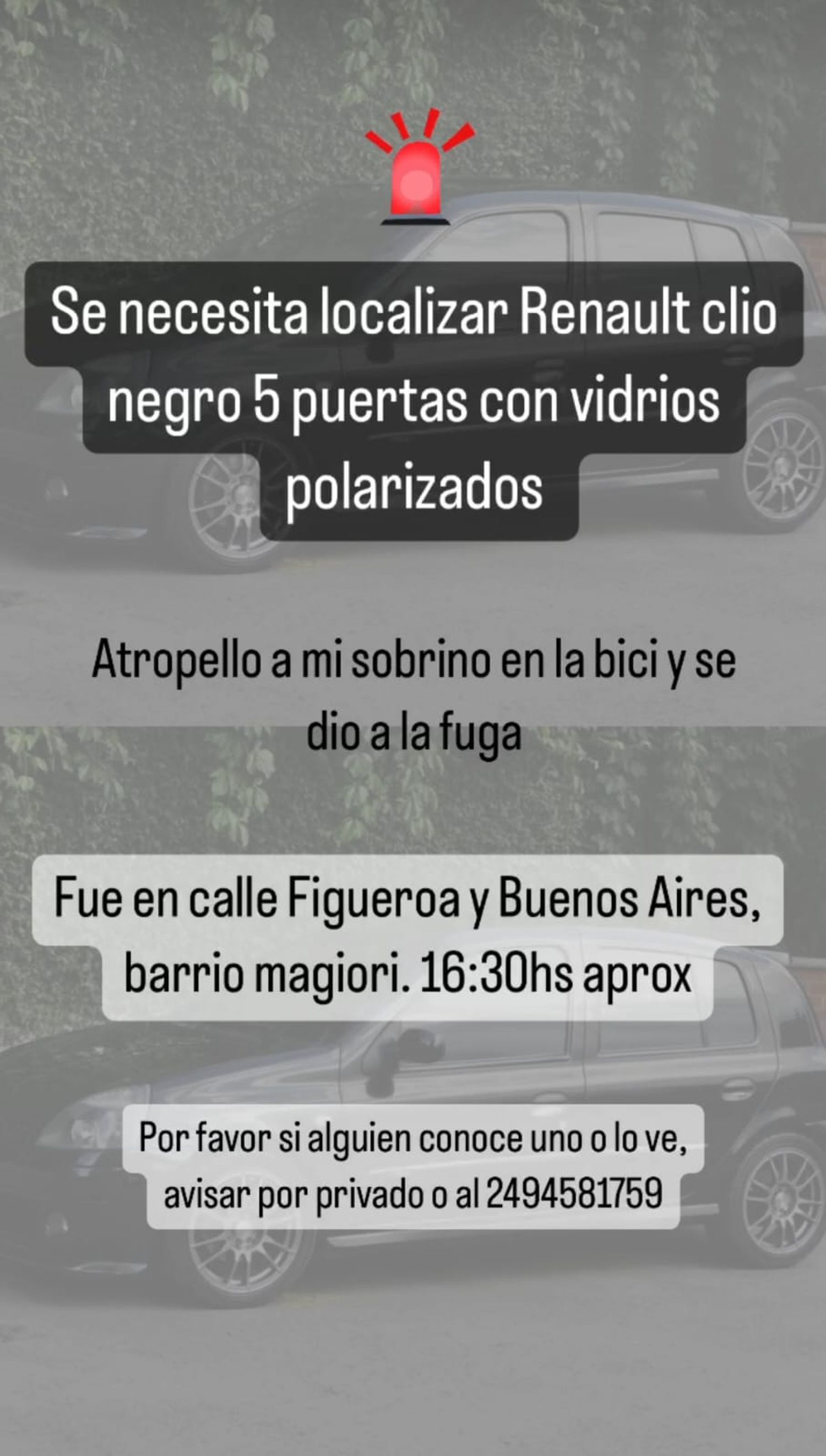 clio choque.jpg
Los datos para brindar cualquier información sobre el accidente ocurrido en Figueroa y Buenos Aires