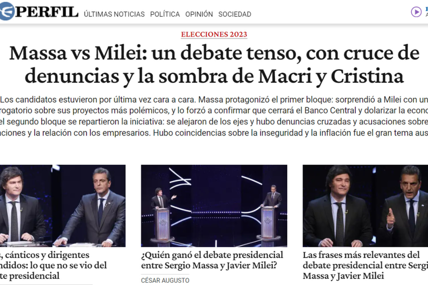 La lectura de los medios nacionales