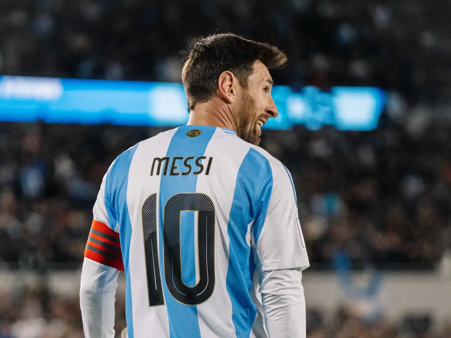 Messi en el calentamiento previo ante Venezuela