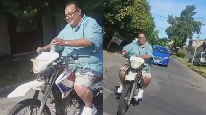 Video: filman a un agente de tránsito en una moto sin patente, sin casco y con una cerveza en la mano