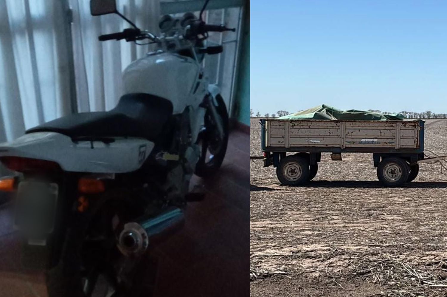 En pocos días, robaron una moto en una localidad de la región y un acoplado en zona rural