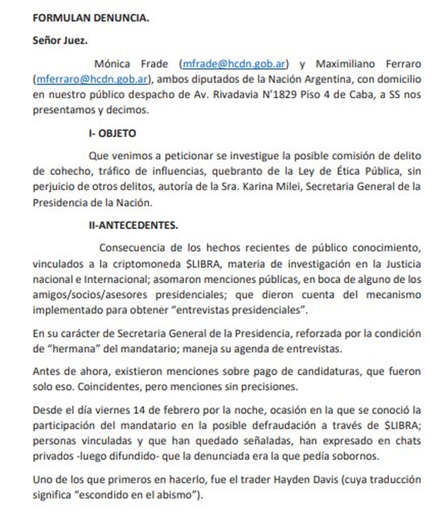 Denuncian a Karina Milei
