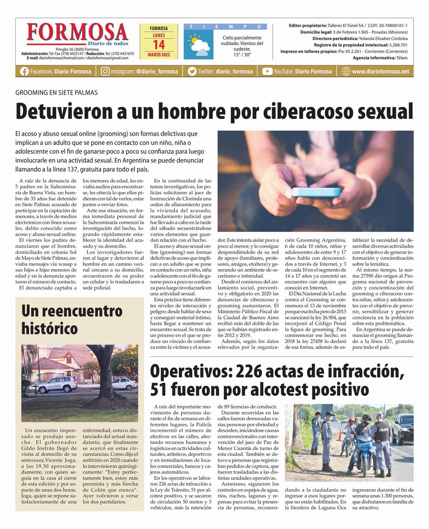 Tapa y Contratapa 14 de marzo de 2022