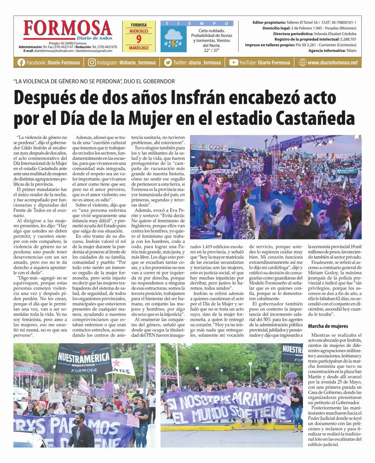 Tapa y Contratapa 9 de marzo de 2022