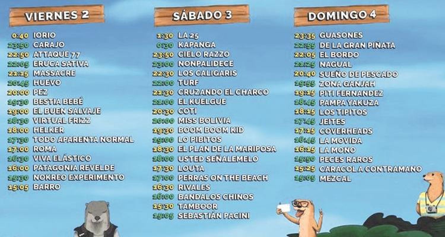 Rock en Baradero: los horarios