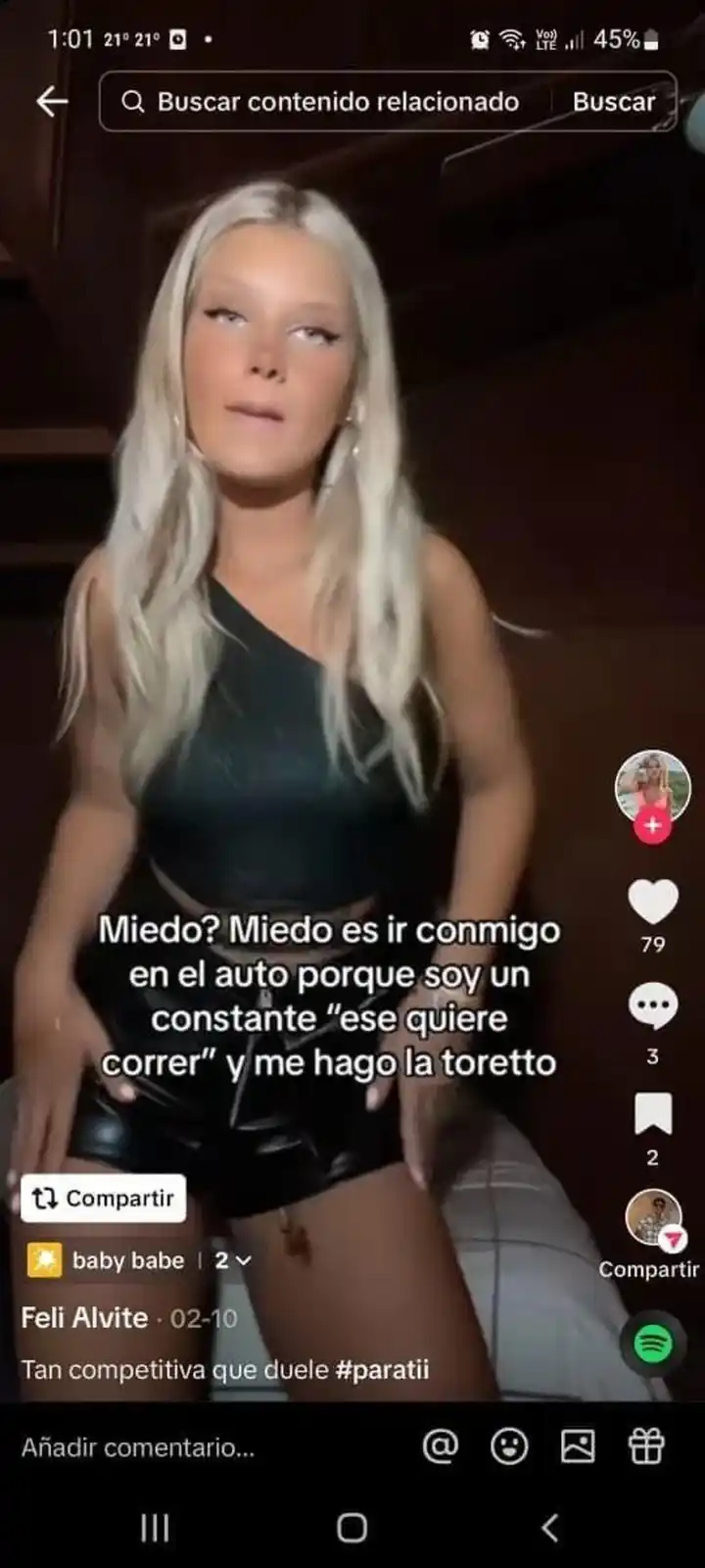 La imagen publicada en Tik Tok por la acusada.