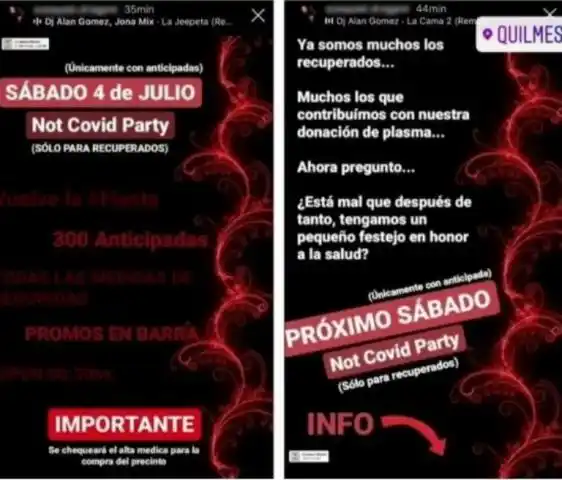 Insólito: Convocaron a fiesta clandestina para pacientes recuperados de Covid

