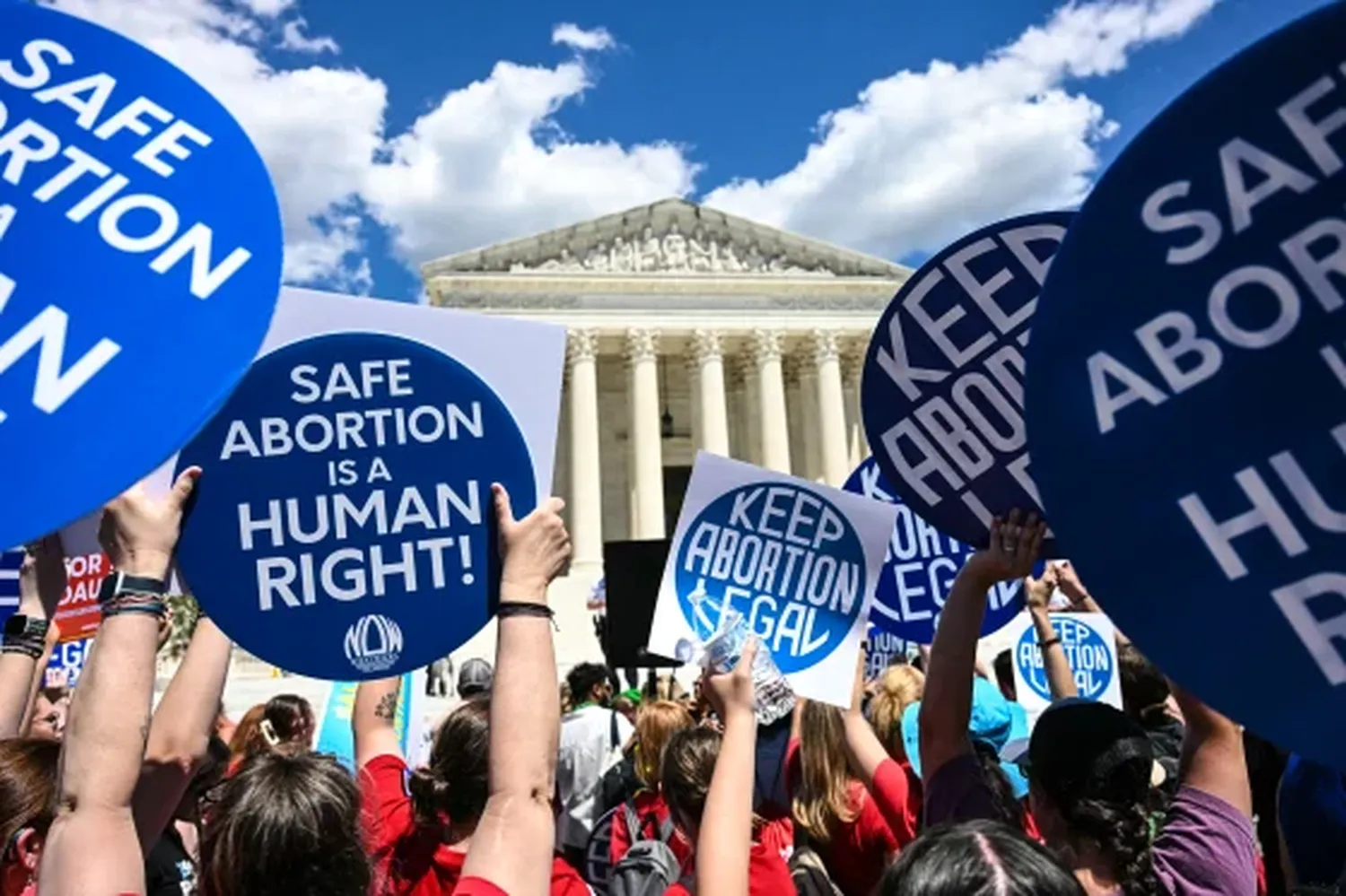 Reproductive rights activists demonstrate in front of the Supreme Court on June 24, 2024