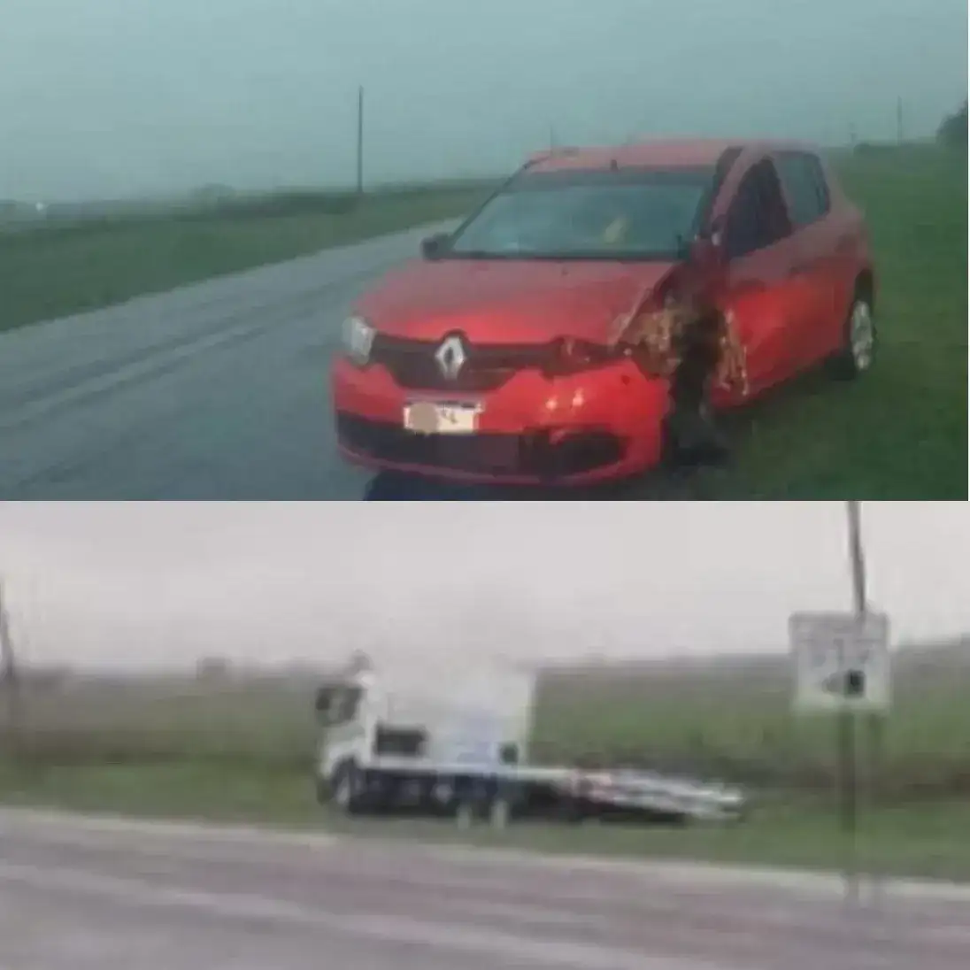 Choque entre un auto y un camión sobre la Ruta 12, cerca de Estación Camps