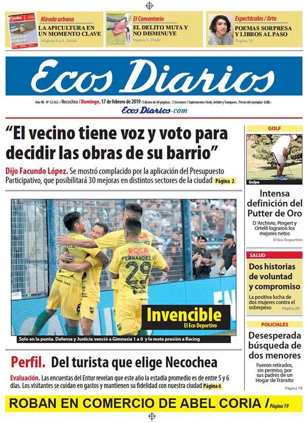 Tapa del 17 de febrero de 2019