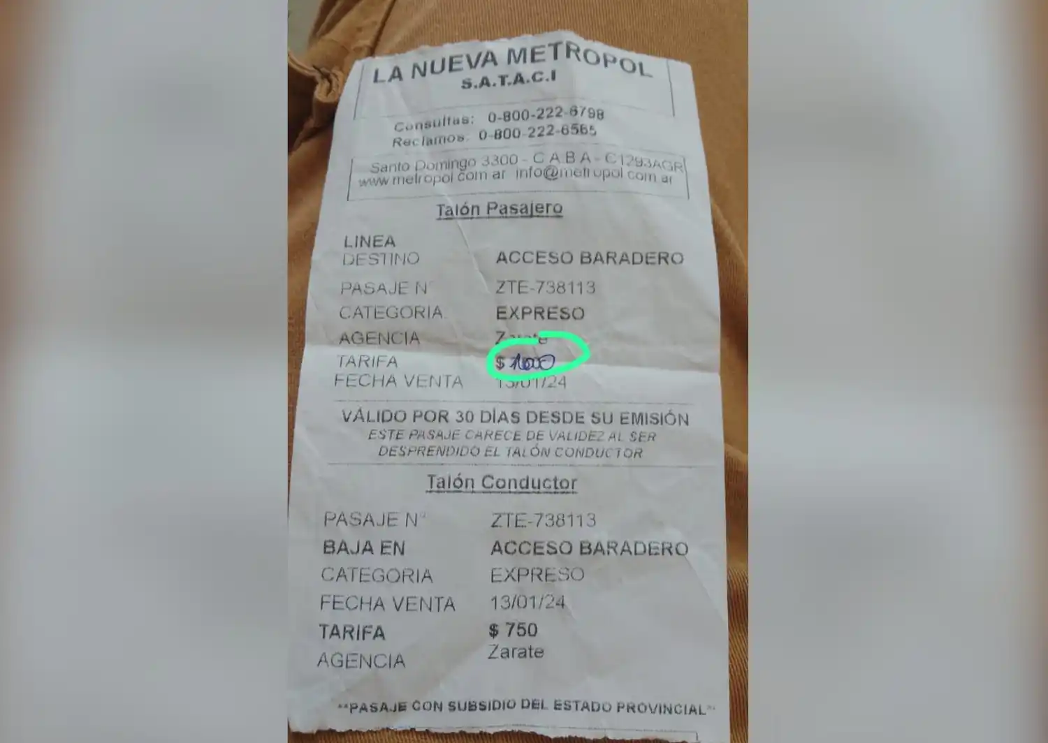 “Te cobran mil pesos un boleto que vale $ 750”