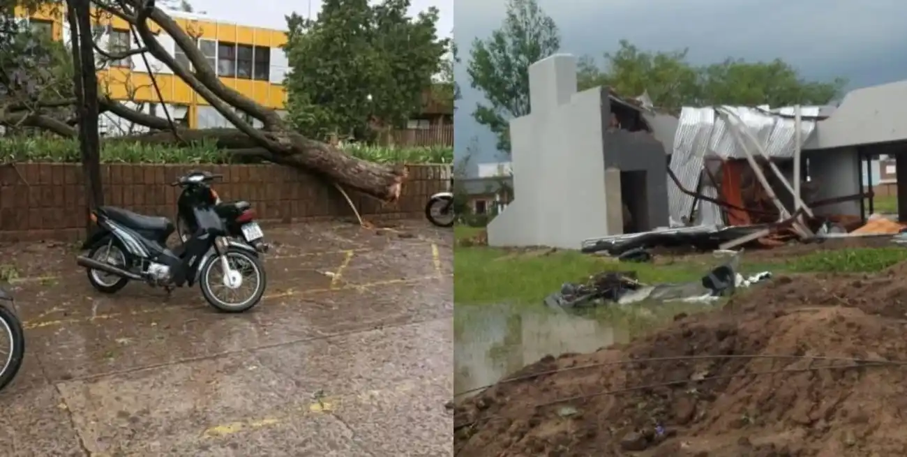 Importantes destrozos dejó el fuerte temporal que azotó a la ciudad y la región.