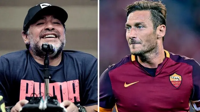 Maradona agradeció a Totti por invitarlo a una campaña solidaria y saludó al Papa Francisco