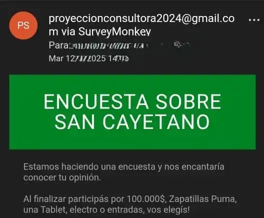 San Cayetano: advierten por intentos de estafa por correo electrónico