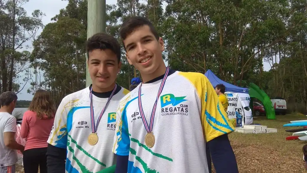 Campeones. David Bonilla y Manuel Butteri se impusieron en C2, 1000 metros, en categoría Cadetes