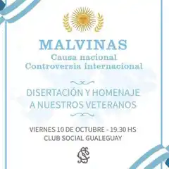 Homenaje a Veteranos de Malvinas en el Club Social de Gualeguay con destacada disertación