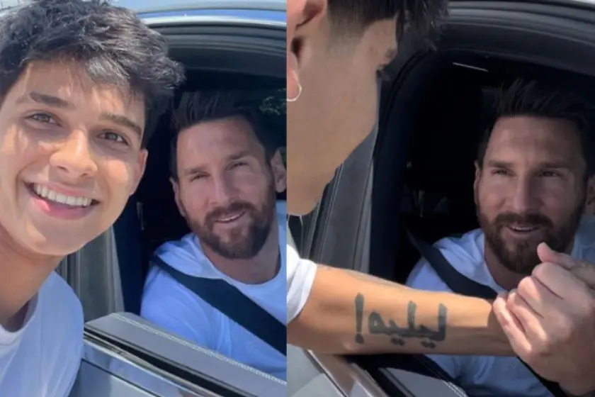 «Dame un beso»: la efusiva reacción de un joven que se encontró a Messi en Miami