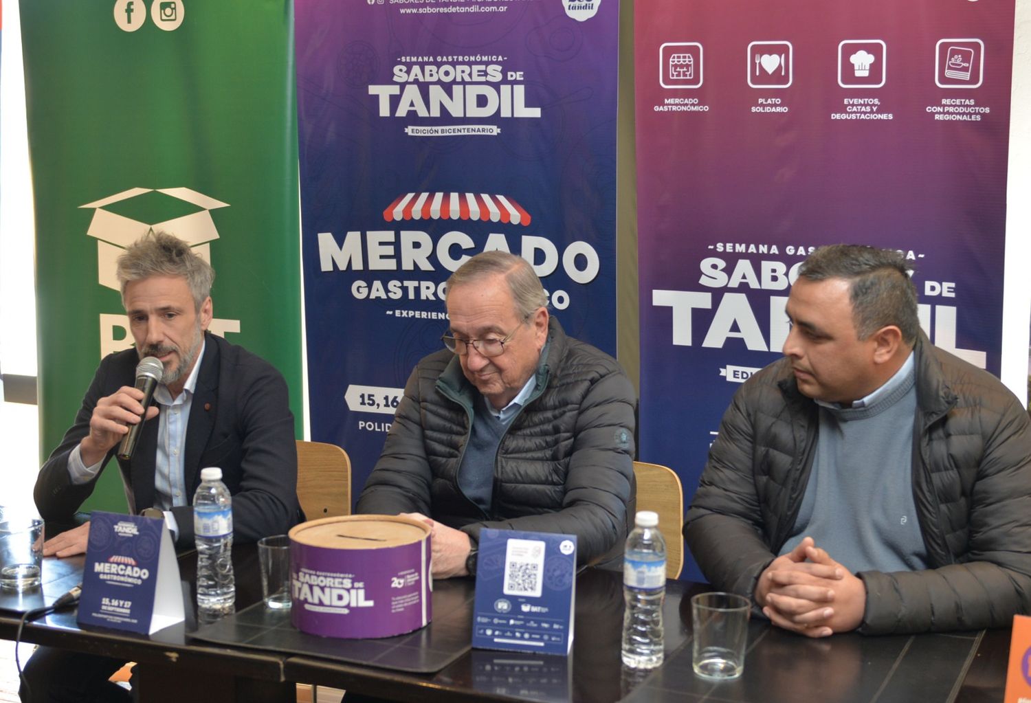 Funaro, Lunghi y Bañiles durante la presentación de una nueva Semana Gastronómica.