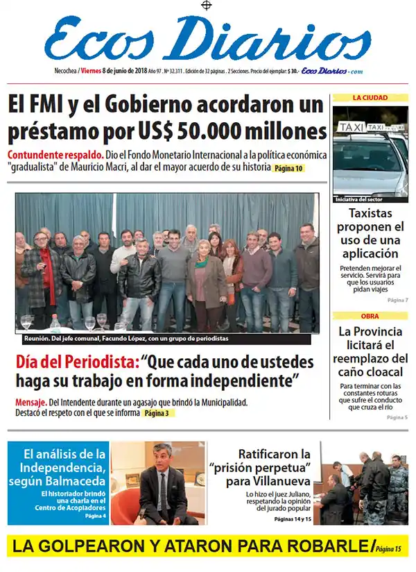 Tapa del 8 de junio de 2018