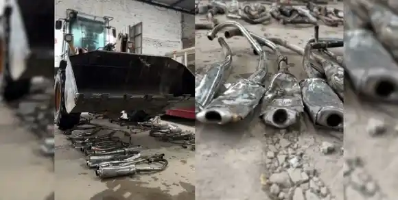 Comenzó la destrucción de escapes ruidosos secuestrados en una localidad santafesina