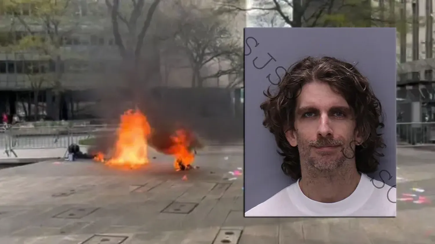Max Azzarello set himself on fire outside of the NYC courthouse where Trump trial jurors were selected, police said.