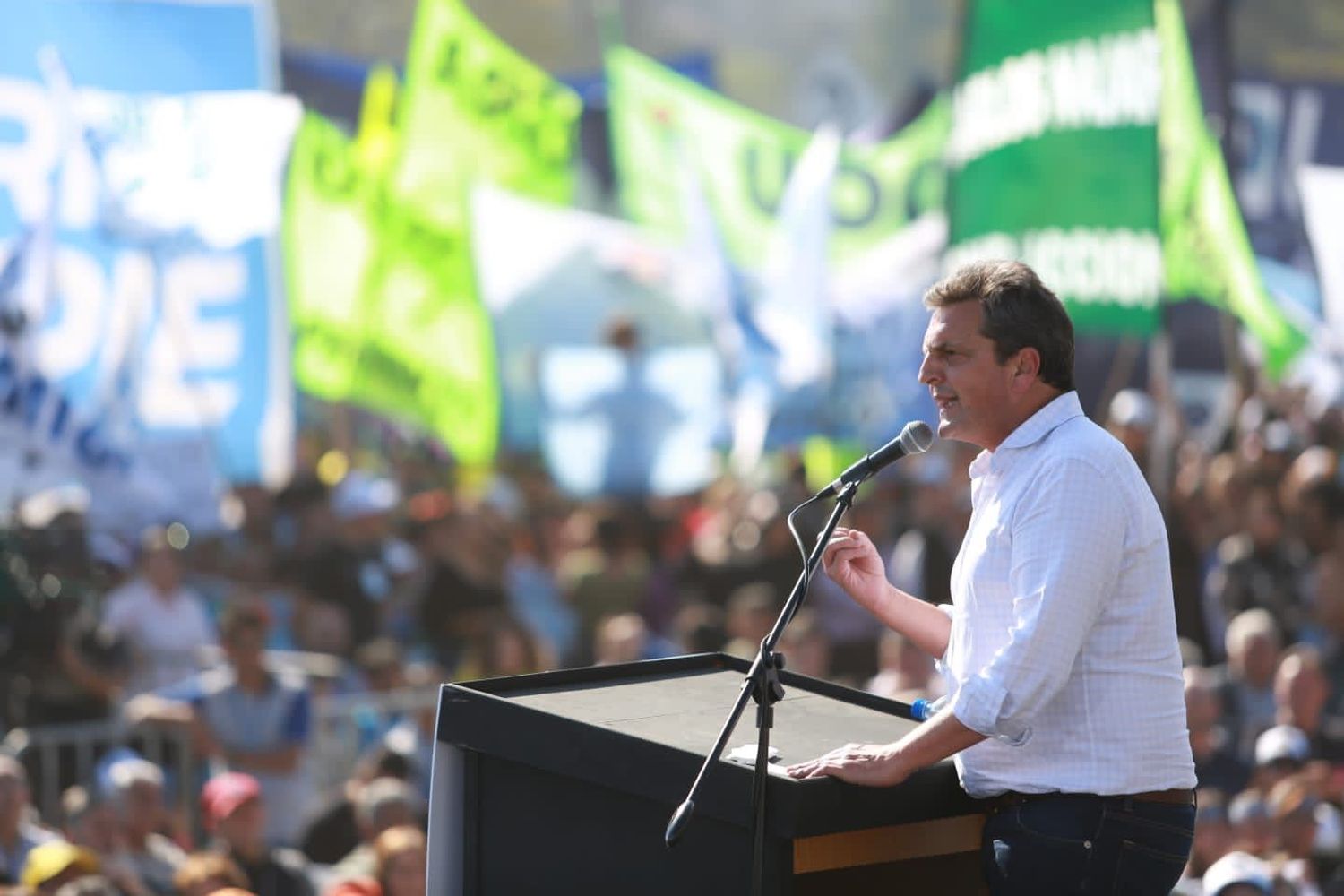 Sergio Massa en el relanzamiento de la campaña de UP