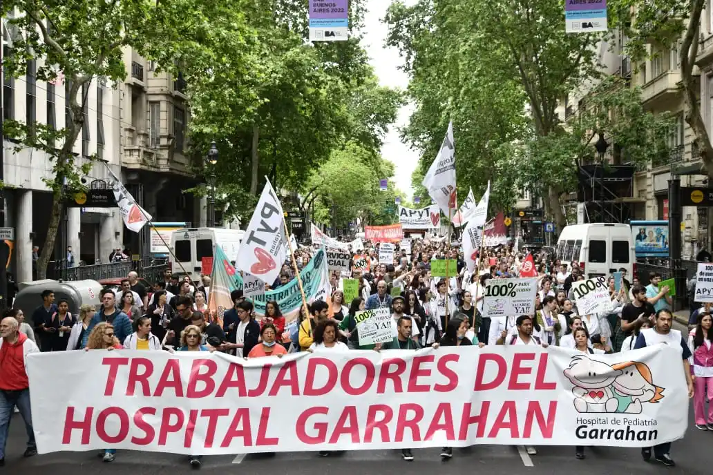 Marcha y paro de los trabajadores del Garrahan