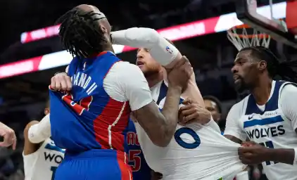 Un enfrentamiento entre Pistons y Timberwolves estalló en el segundo cuarto, resultando en la expulsión de cinco jugadores y dos entrenadores.