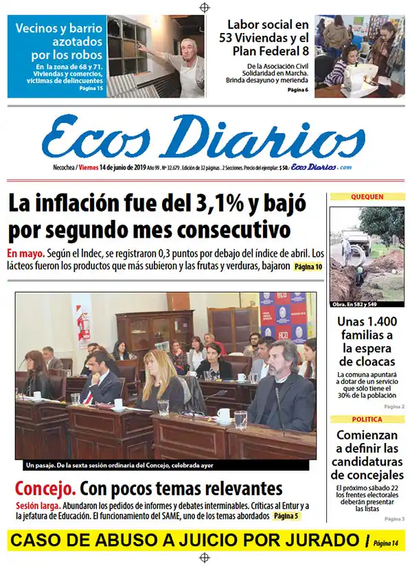 Tapa del 14 de junio de 2019